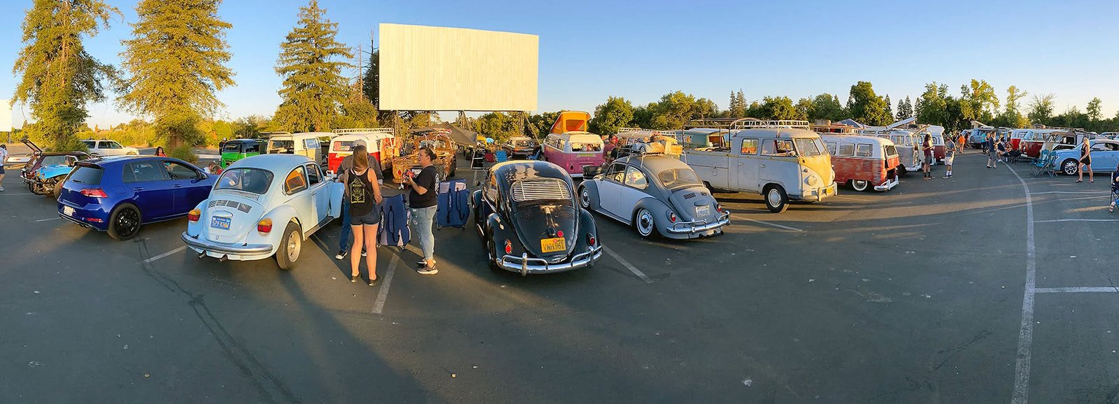 VWs lined up at a Sacramento drive-in